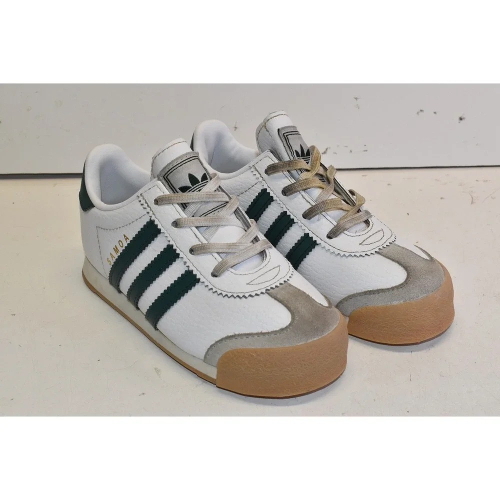 Adidas Samoa Skeakers White/Green Kids Size 9K Youth Gum Walking Shoes Leather‎